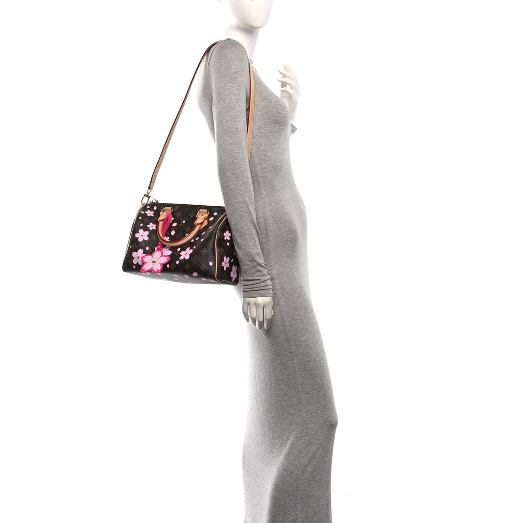 LV X TM Monogram Cherry Blossom Speedy Bandouliere 25 Sakura Brown
