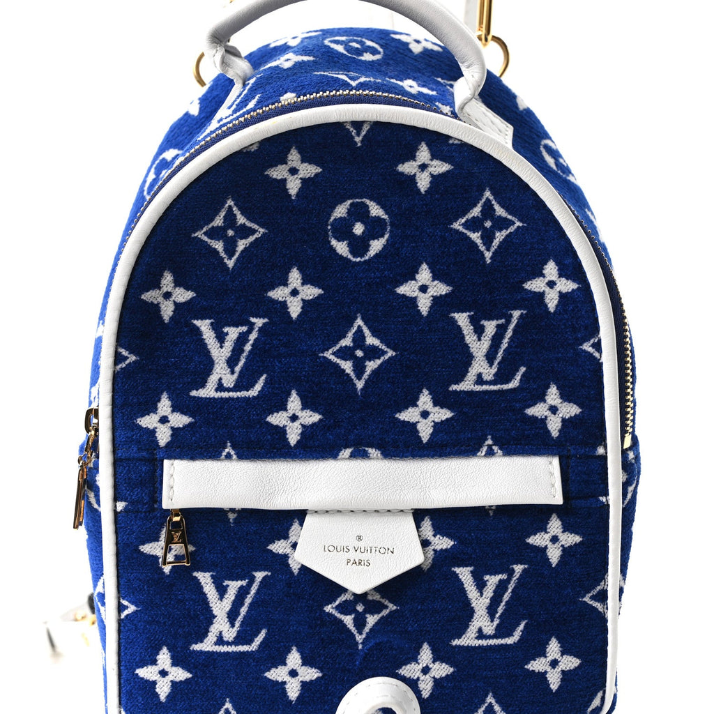 Jacquard Velvet Monogram Palm Springs Backpack Mini Blue