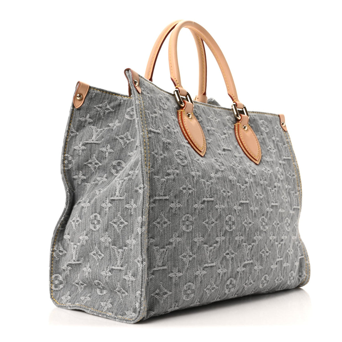 Monogram Denim Onthego MM Washed Gray
