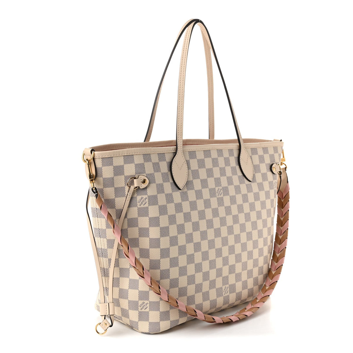 Damier Azur Braided Neverfull MM Pink