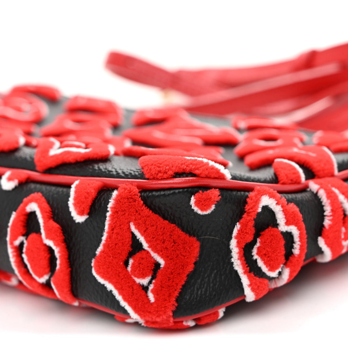 X UF Tufted Monogram Pochette Accessories Black Red