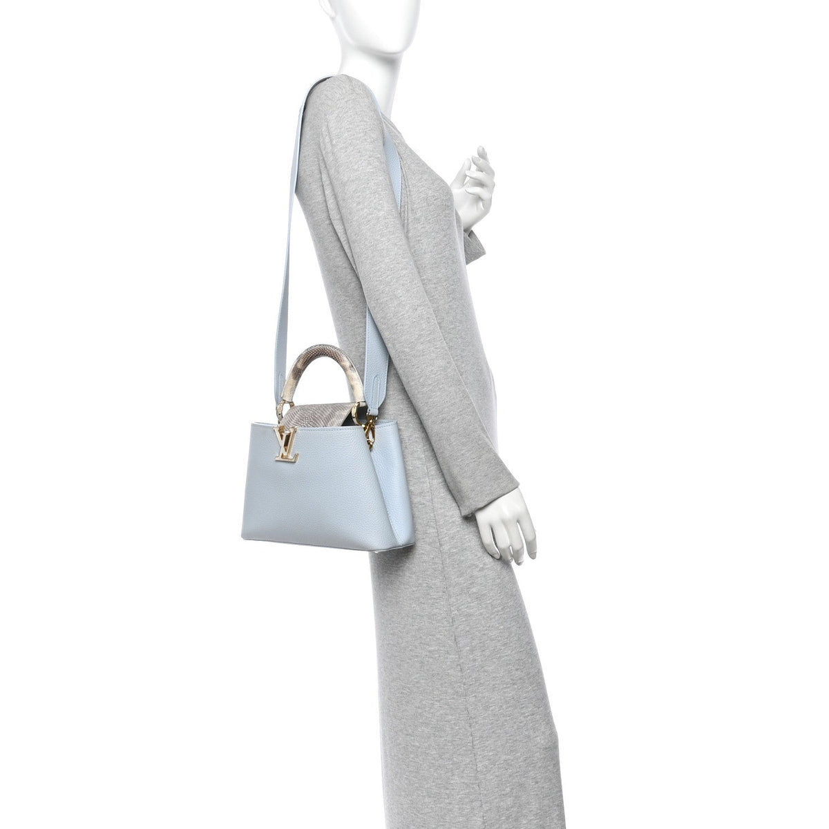 Taurillon Snakeskin Capucines BB Olympe Blue