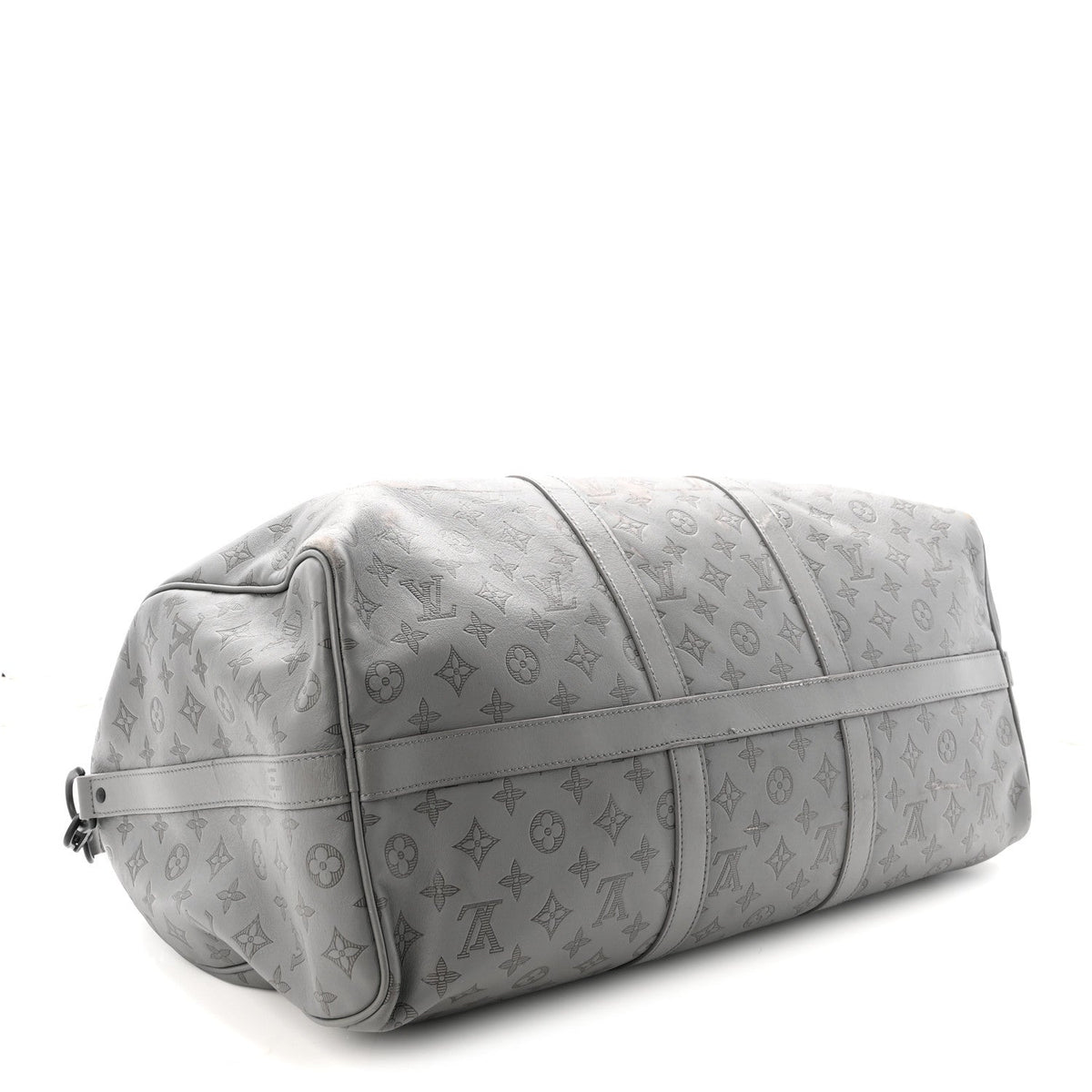 Calfskin Monogram Shadow Keepall Bandouliere 50 Anthracite Gray