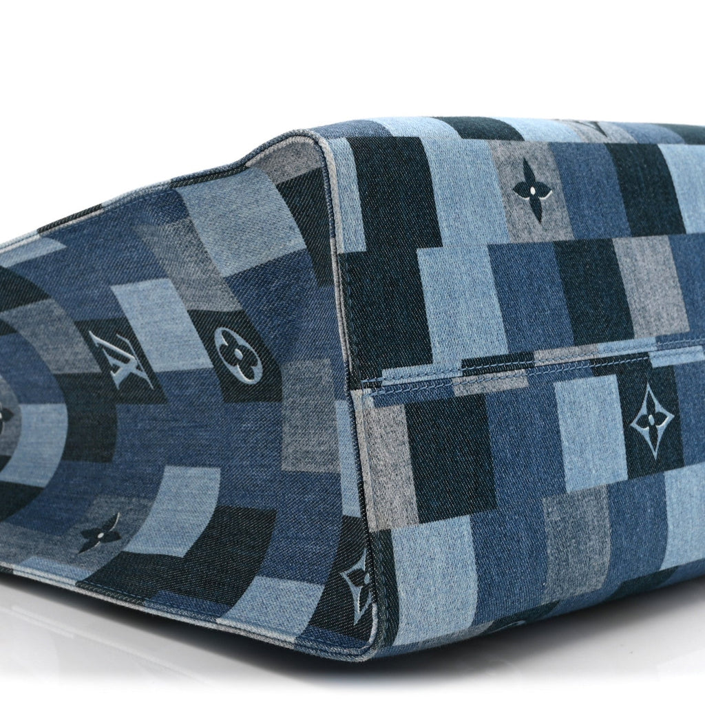 Denim Damier Monogram Onthego Blue Rouge