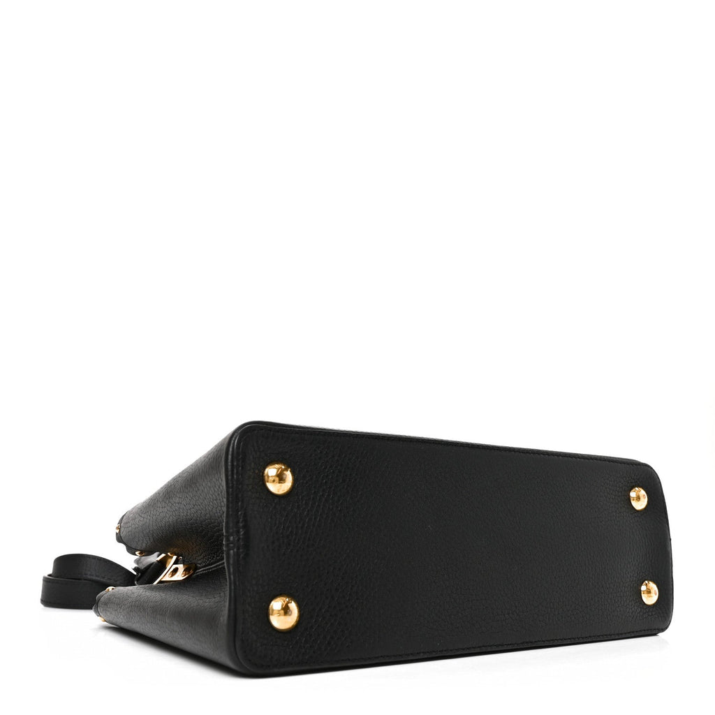 Taurillon Studded Capucines PM Black