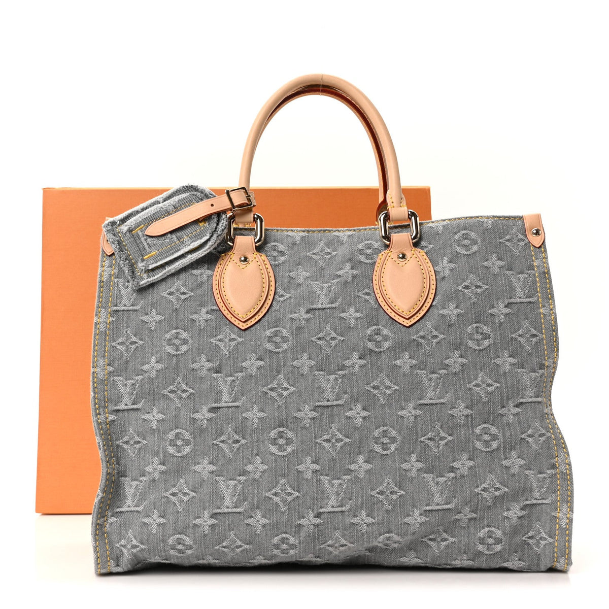 Monogram Denim Onthego MM Washed Gray