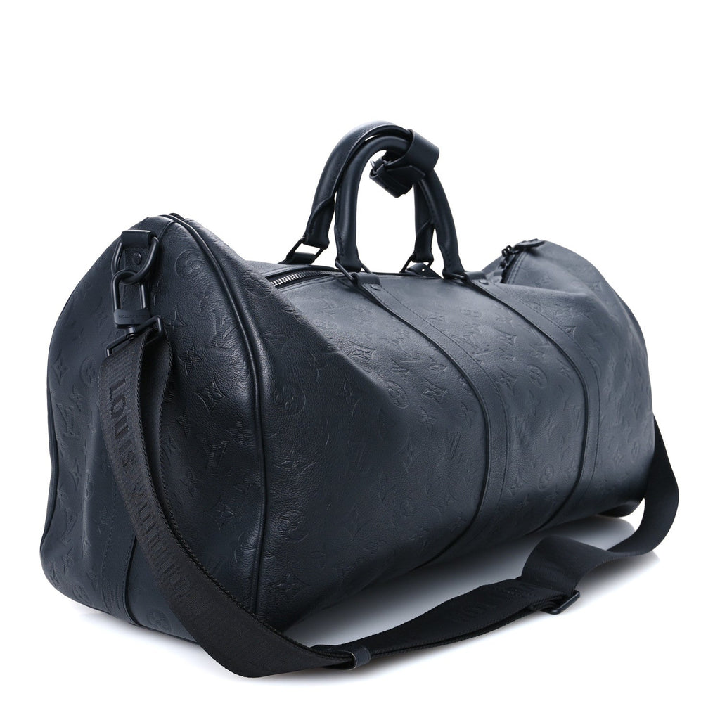 Calfskin Shadow Monogram Keepall Bandouliere 50 Black