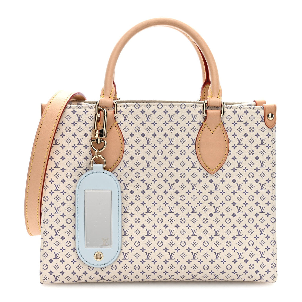 Monogram Damier Calfskin Romance Onthego PM Azure Blue Sand