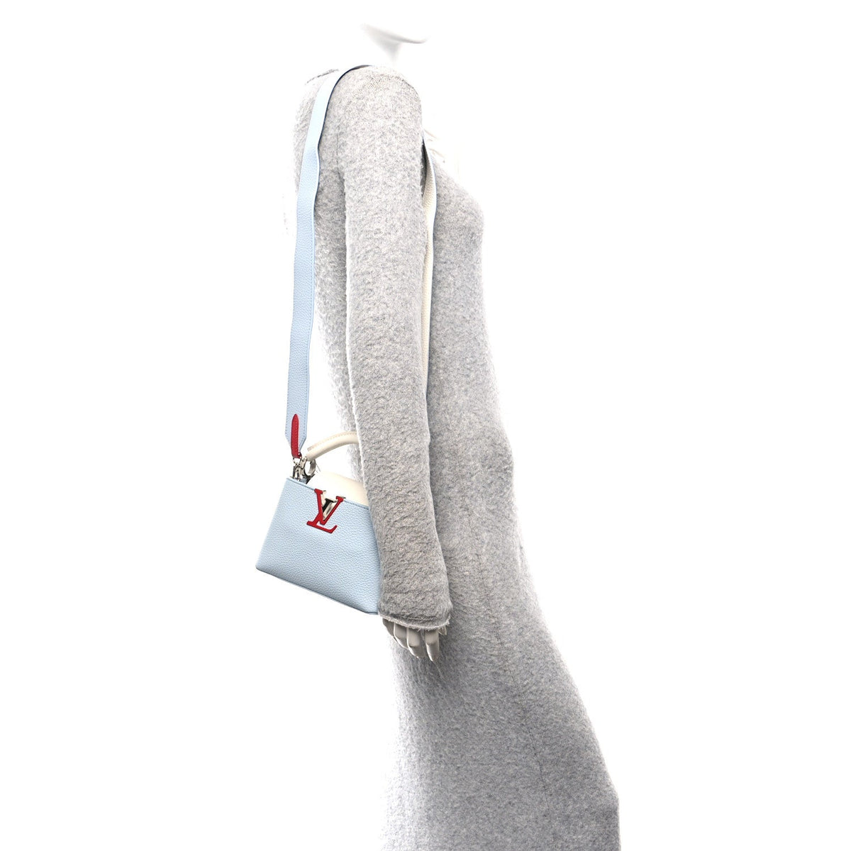 Taurillon Capucines Mini Light Blue White Red