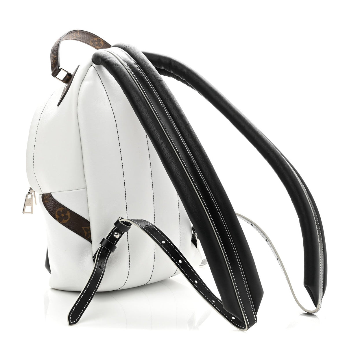 Calfskin Monogram LV Airline Palm Springs Backpack PM White