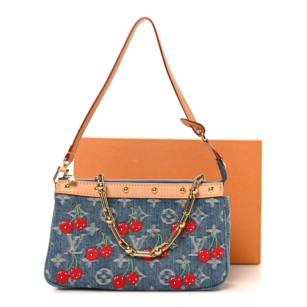 LV X TM Monogram Denim Cerises Pochette Accessories Blue