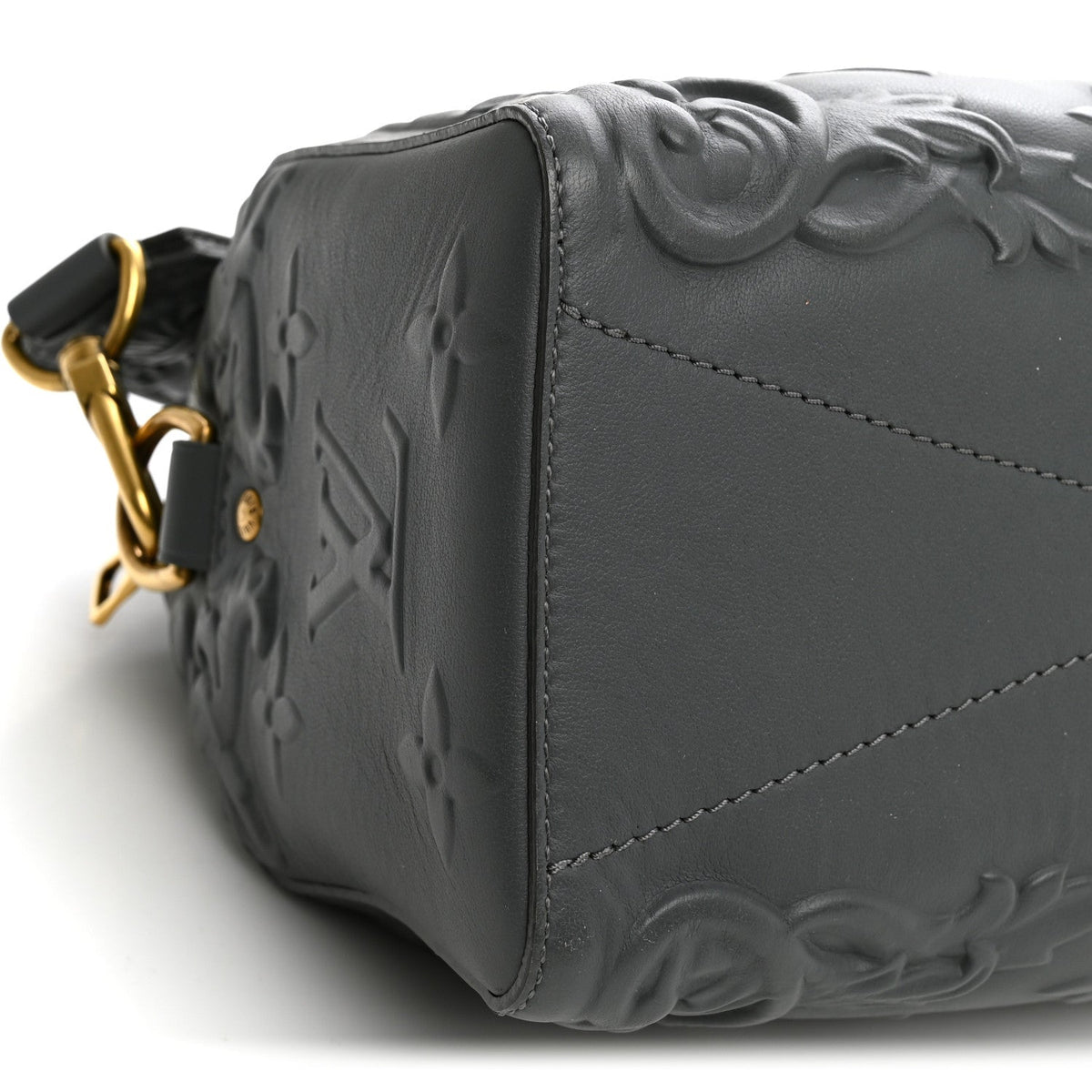 Calfskin Debossed Monogram Versailles City Keepall Dark Shadow Grey
