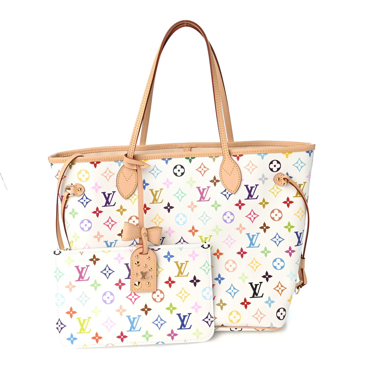 LV X TM Monogram Multicolor Neverfull MM White