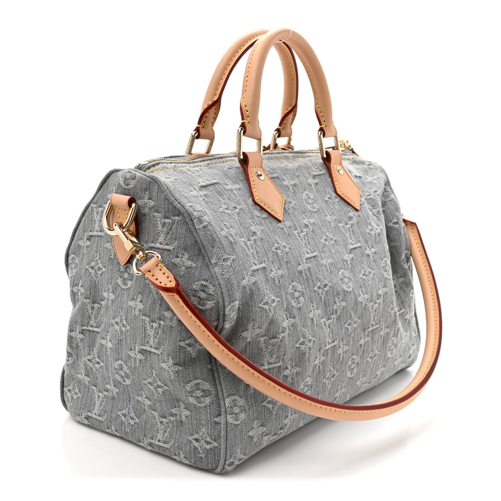 Monogram Denim Speedy Soft 30 Washed Gray