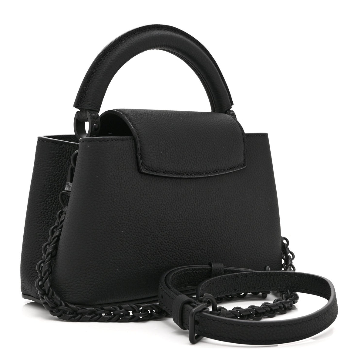 Matte Taurillon Capucines East West Mini All Black