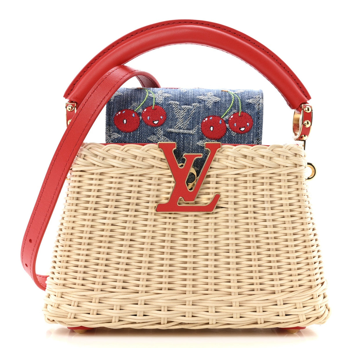 LV X TM Rattan Denim Calfskin Cerises Capucines Mini