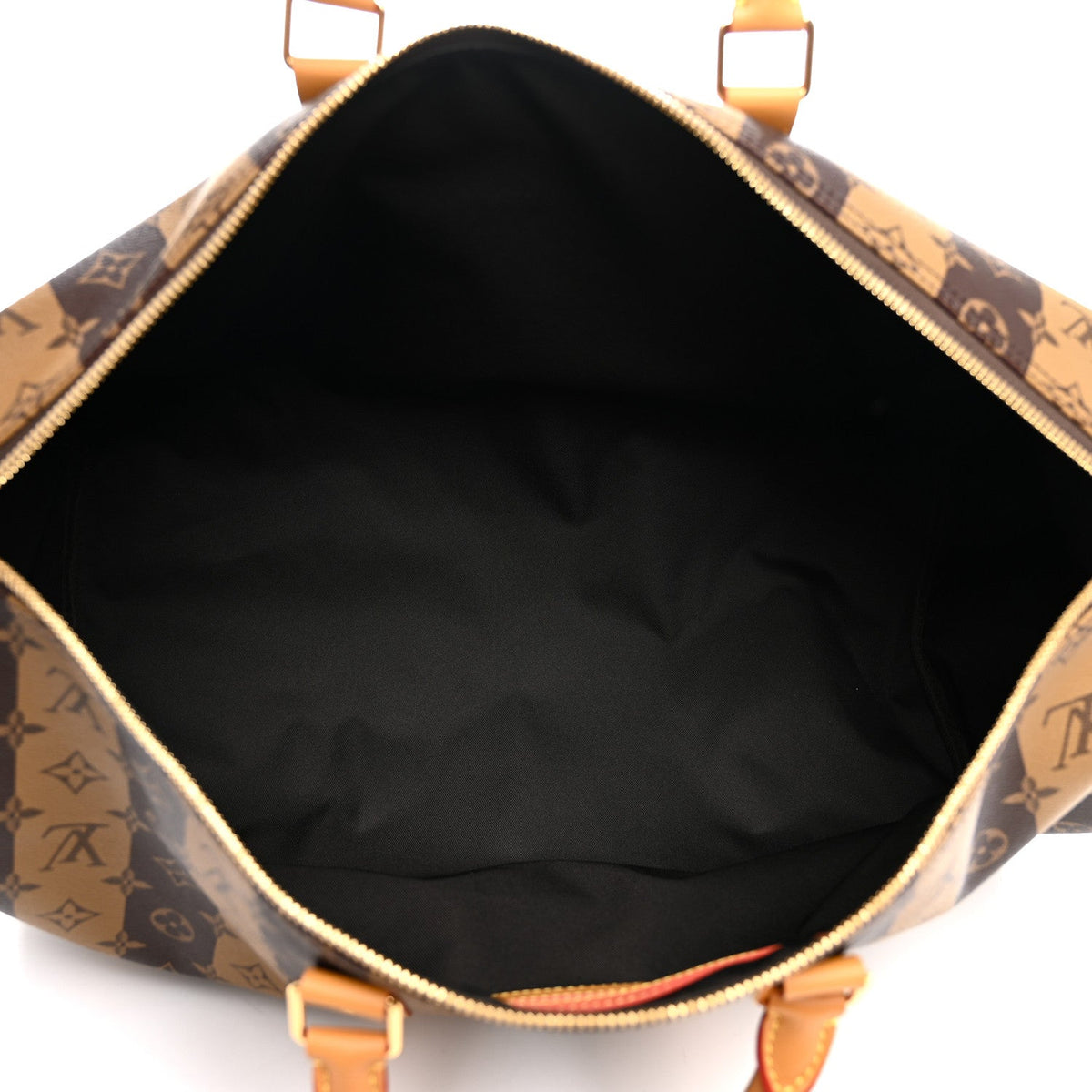 X NIGO Reverse Monogram Stripe Keepall Bandouliere 50 Brown
