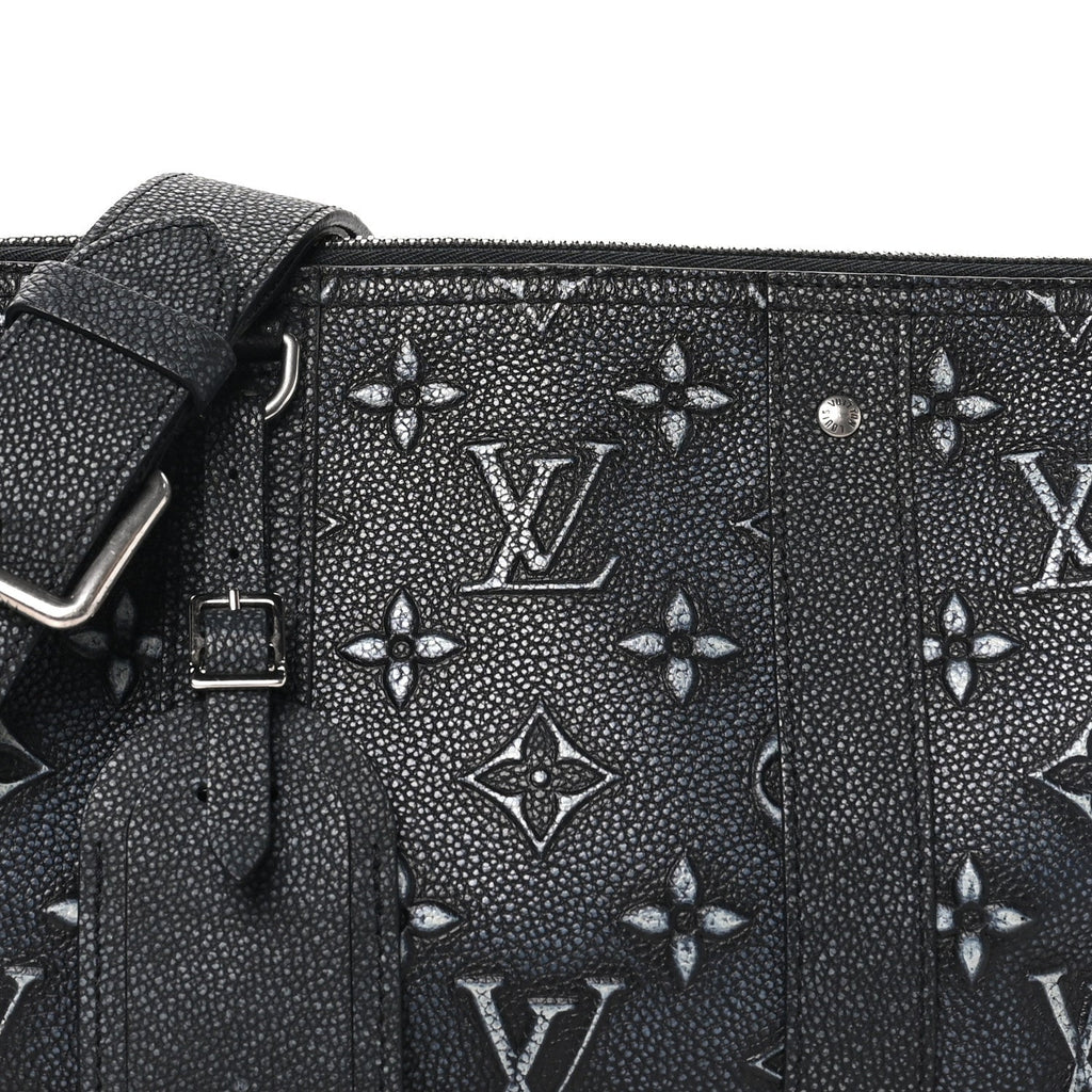 Cowhide Faded Monogram City Keepall Charcoal