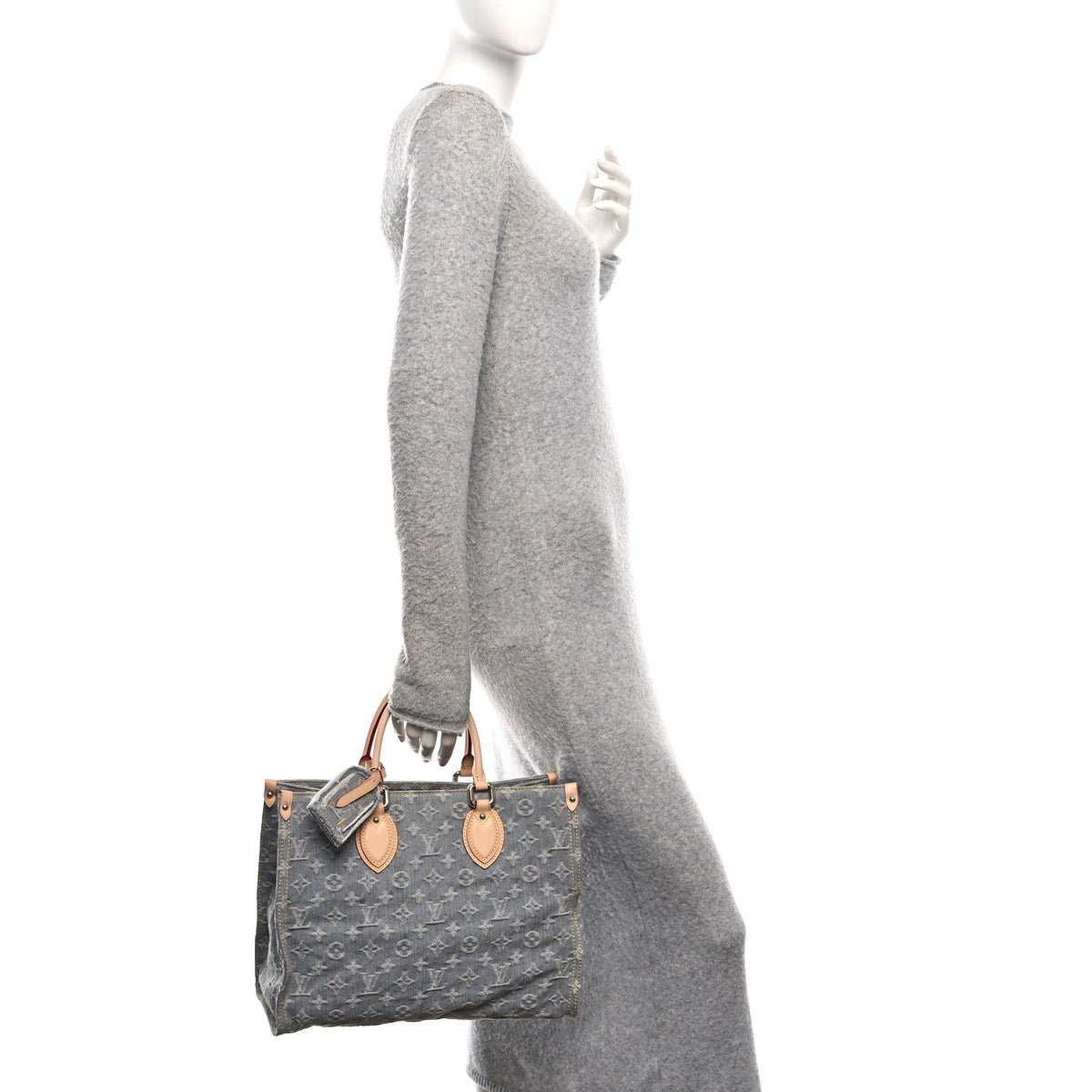 Monogram Denim Onthego MM Washed Gray