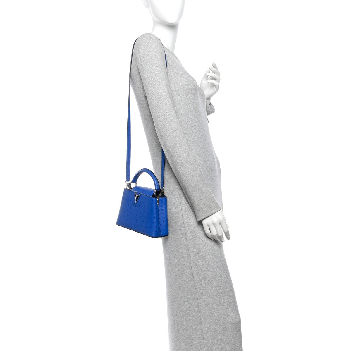 Ostrich Capucines Mini Saphir