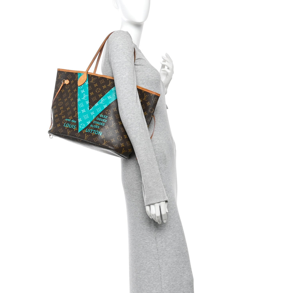Monogram V Neverfull MM Turquoise