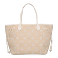 Cotton Monogram Embroidered Neverfull MM Beige White
