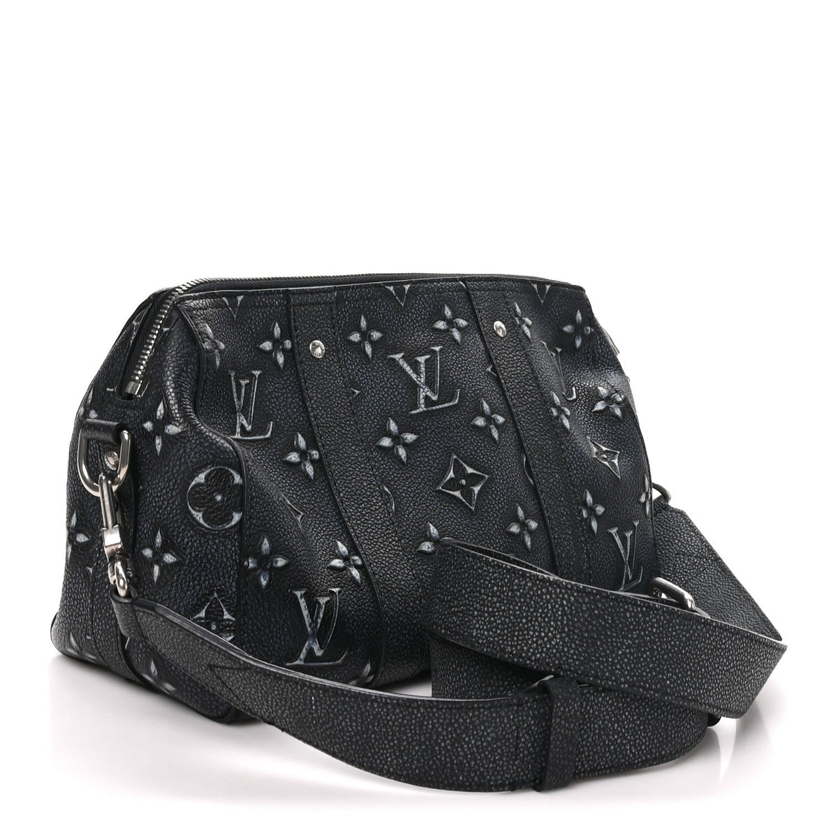 Cowhide Faded Monogram City Keepall Charcoal