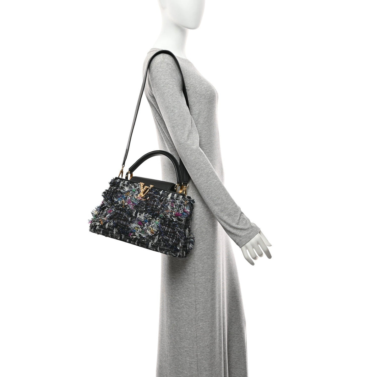 Tweed Calfskin Capucines MM Multicolor