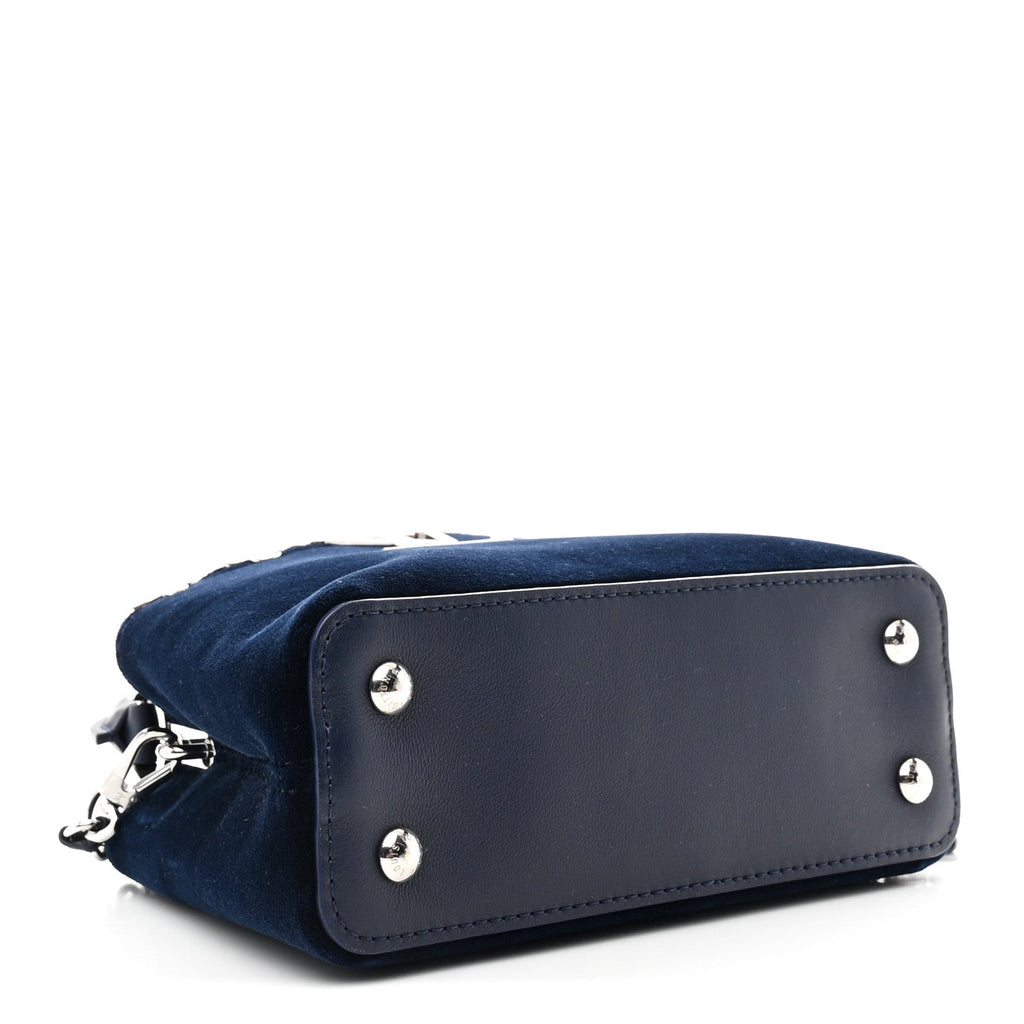 Velvet Crystal Capucines Mini Midnight Blue