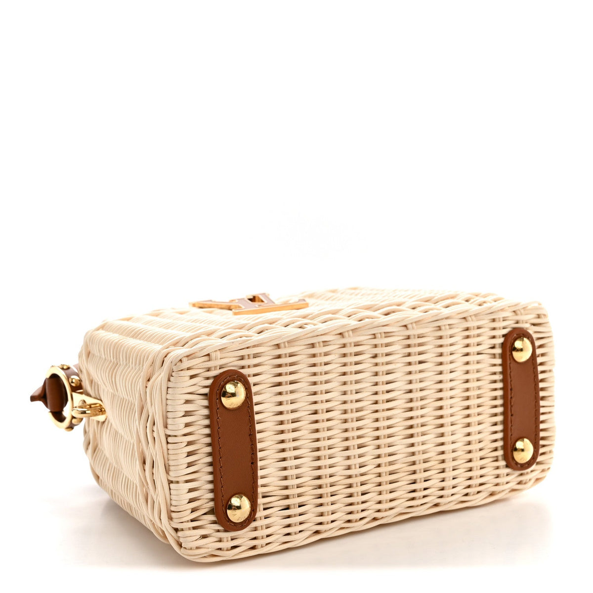 Rattan Calfskin Capucines Mini Brown
