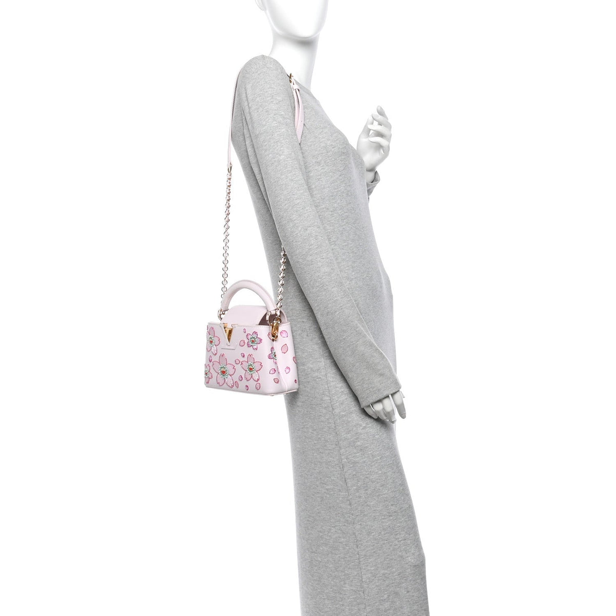 LV X TM Lambskin Beaded Embroidered Mini Cherry Blossom Capucines Pink
