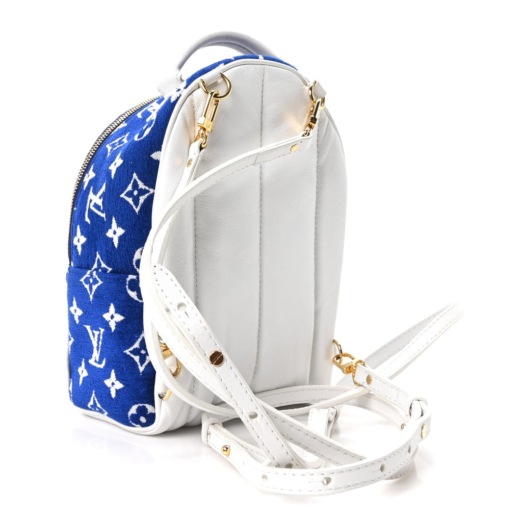 Jacquard Velvet Monogram Palm Springs Backpack Mini Blue
