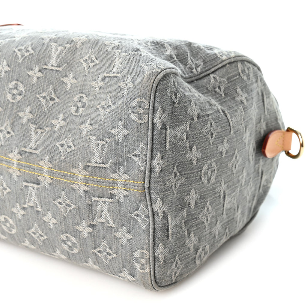 Monogram Denim Speedy Soft 30 Washed Gray