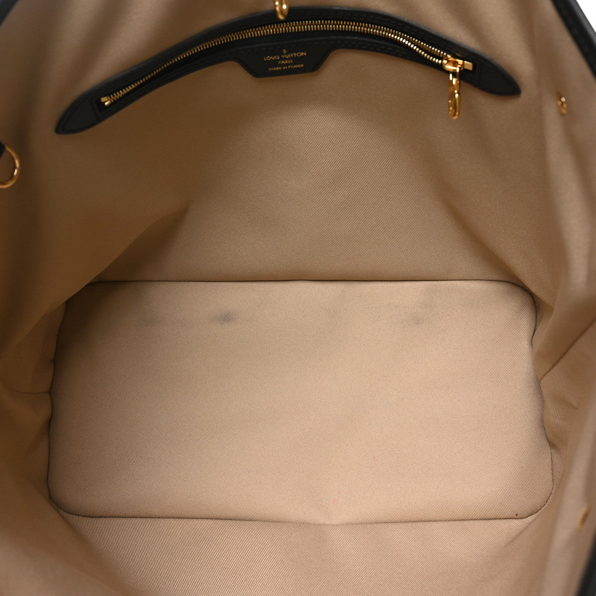 Cotton Monogram Embroidered Neverfull MM Beige Black